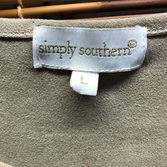 Simply Southern Balloon Sleeve Super Soft Tan Dress Size Large (L) - Picture 3 of 5